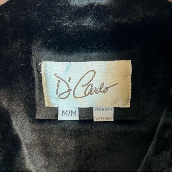 ✨ D’Carlo Women’s Suede Leather Fur Black Zip Up Vest Medium - Picture 3 of 11